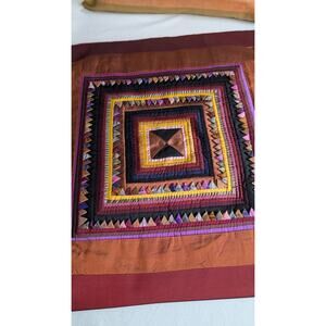 Pair of Handmade Prairie Point Quilted Pillow Covers - Boho Silk-Style Textural